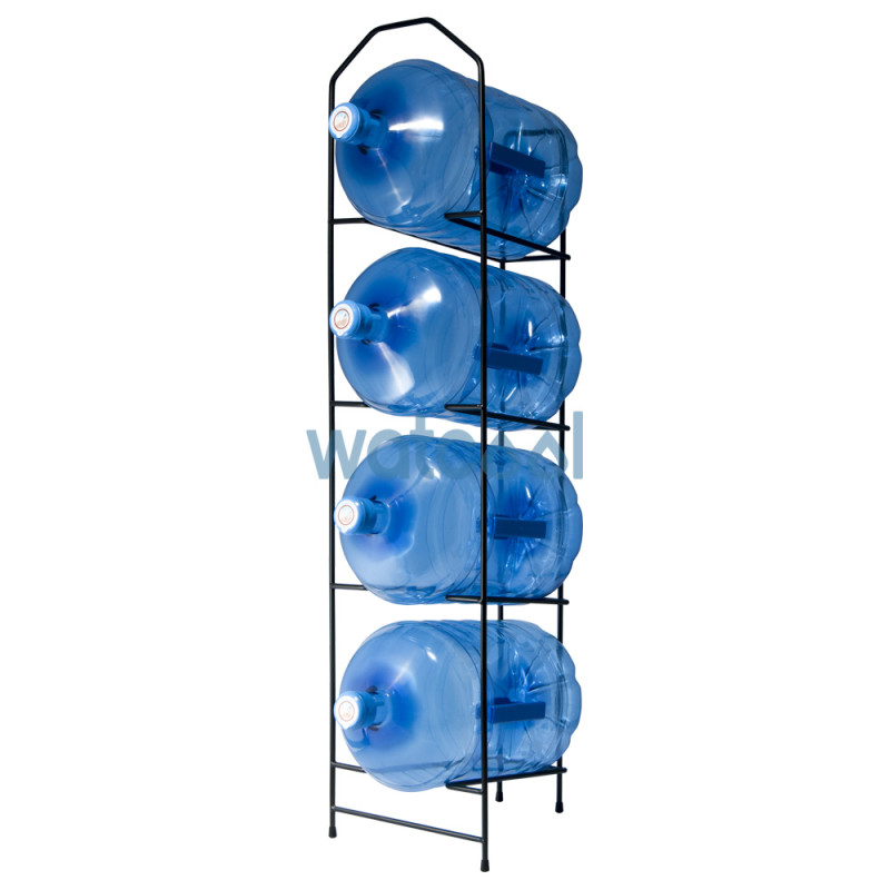 Metallic black rack for 4 water bottles